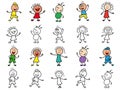 Set of twenty cartoon cheerful characters