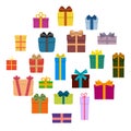 Set of twenty multi colored gift boxes in a circle Royalty Free Stock Photo