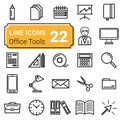 Set of twenty two icons linear Royalty Free Stock Photo