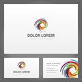 Set twisted smeared bright multicolored circle firework business card decorative design vector