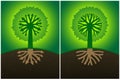 Set two abstract tree diagram with the branches of the roots in the form of arrows and crown, Royalty Free Stock Photo