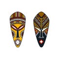 Set of two african masks of man and woman