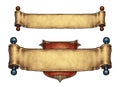 Set of two fantasy old paper scroll banners
