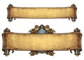 Set of two fantasy old paper scroll banners