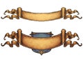 Set of two fantasy old paper scroll banners