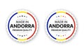 Set of two Andorran labels. Made in Andorra. Premium quality stickers and symbols with stars. Simple vector illustration