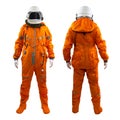 Set of two astronauts wearing space suit with helmet isolated on a white background