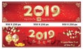 Happy Chinese New Year of the Boar 2019 - two banners set Royalty Free Stock Photo