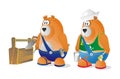Set of two bears worker Royalty Free Stock Photo