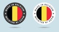 Set of two Belgian stickers. Made in Belgium. Simple icons with flags. Royalty Free Stock Photo