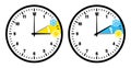 Two Black Clocks Summer Time And Winter Time Little Icons And Numbers