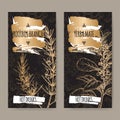 Set of two black labels with Rooibos aka Aspalathus linearis and Yerba mate