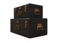 Set of two black leather suitcases with exquisite clasps. Classic premium design with centuries-old traditions. Modern