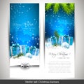 Set of two blue Christmas banners Royalty Free Stock Photo