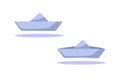 Set of two paper boats icons isolated on white background. Cartoon ships. Flat Vector Illustration