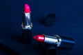 Set of two bright lipsticks Royalty Free Stock Photo