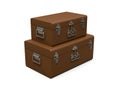 Set of two brown leather suitcases with exquisite clasps. Classic premium design with centuries-old traditions. Modern