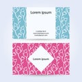 Set of two business card with flowers on background. Royalty Free Stock Photo