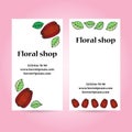 Set of two business cards for flower shop with flowers and leafs Royalty Free Stock Photo