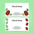 Set of two business cards for flower shop with flowers and leafs Royalty Free Stock Photo