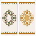 Set with two cards with floral gold arabesque ornament. design for print, covers, invitations