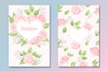 Set of two cards for wedding invitation, birthday greeting with rose flowers Royalty Free Stock Photo