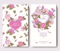 Set of two cards for wedding invitation birthday with rose Royalty Free Stock Photo