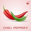 Set Of Two Chili Peppers Red And Green. Royalty Free Stock Photo