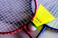 the colorful badminton rackets are laying on a tiled surface