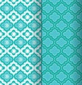 A set of two colorful green seamless Moroccan pattern tiles with decorative and floral design Royalty Free Stock Photo