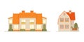 Set of two cozy residential houses, town houses with tiled roof