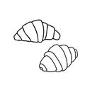Set of two croissant icons. Hand drawn illustration isolated on a white background. For cafe menu, bakery or