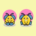 Set of two cute cartoon character with different pose and face expression Royalty Free Stock Photo