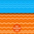 Set of two cute patterns with colored striped waves randomly. Royalty Free Stock Photo