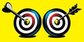 Set of two dart targets with arrow and dart. Vector color illustration