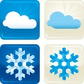 Set of two ecology icons on buttons. Cloud and snow Royalty Free Stock Photo