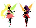 Set of two fairy silhouettes.