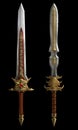 Set of two fantasy swords on black background