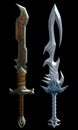 Set of two fantasy swords isolated on black background Royalty Free Stock Photo