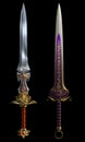 Set of two fantasy swords isolated on black background Royalty Free Stock Photo