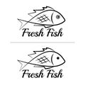 Fresh fish logo symbol icon sign simple black colored set 5 Royalty Free Stock Photo