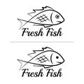 Fresh fish logo symbol icon sign simple black colored set 10 Royalty Free Stock Photo