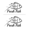 Fresh fish logo symbol icon sign simple black colored set 6 Royalty Free Stock Photo