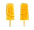 Set of two fruits orange ice lolly Royalty Free Stock Photo