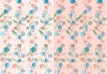 Set of two gentle seamless floral patterns. Beautiful background