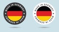 Set of two German stickers. Made in Germany. Simple icons with flags.