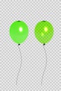 Set of two green balloons. Isolated on transparent background. Element for the design of postcards, booklets, congratulations, hol Royalty Free Stock Photo