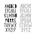 Set of two hand-drawn fonts. Vector. Royalty Free Stock Photo
