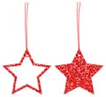 Two Hangtags Red Glitter Stars Filled And Frame Royalty Free Stock Photo