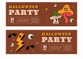 A set of two horizontal Halloween party banner templates. Royalty Free Stock Photo